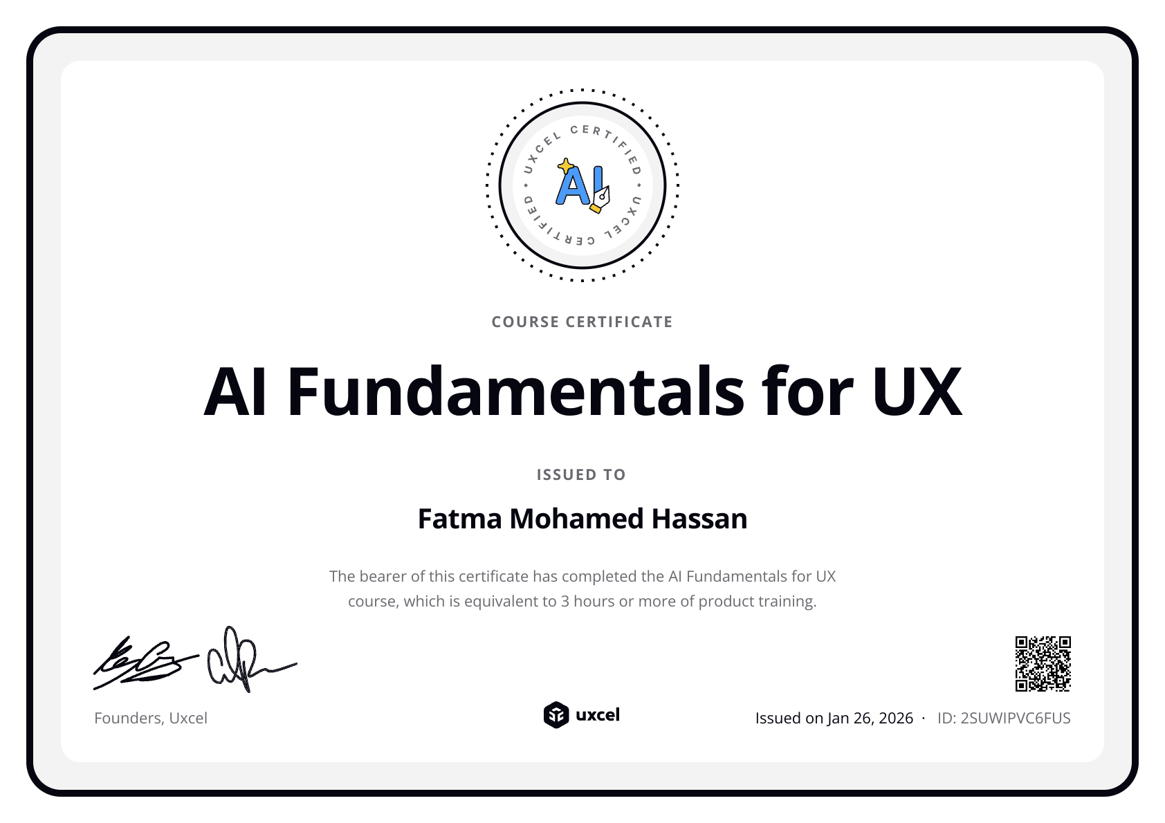 Fatma Mohamed Hassan's certificate